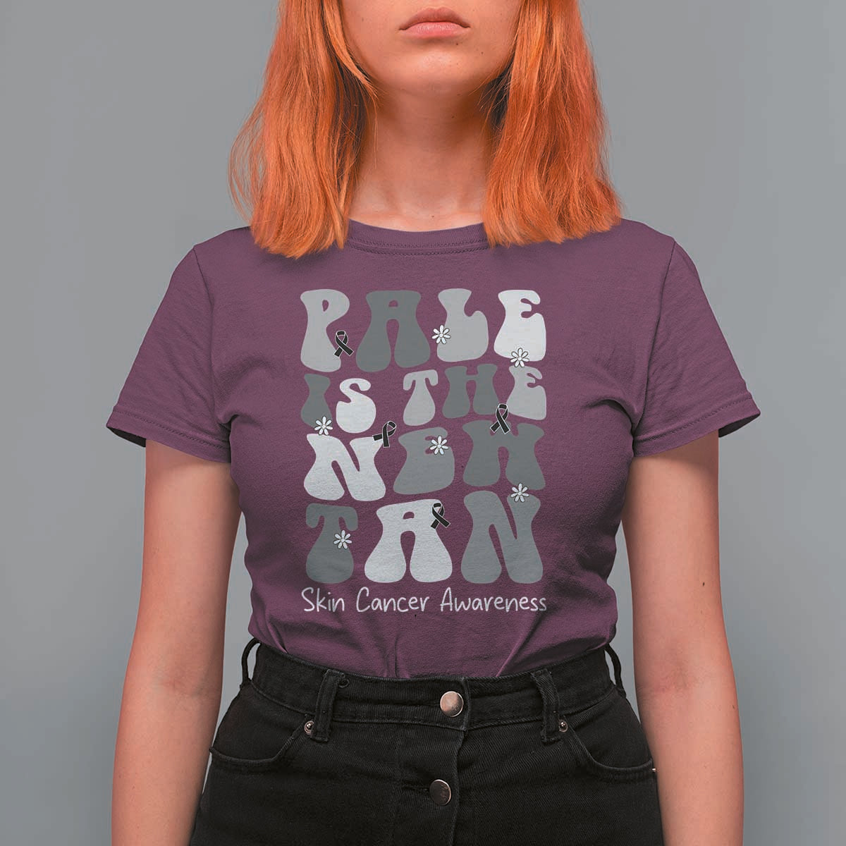 Skin Cancer Warrior T Shirt For Women Pale Is The New Tan