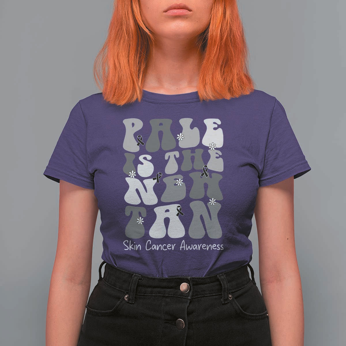 Skin Cancer Warrior T Shirt For Women Pale Is The New Tan