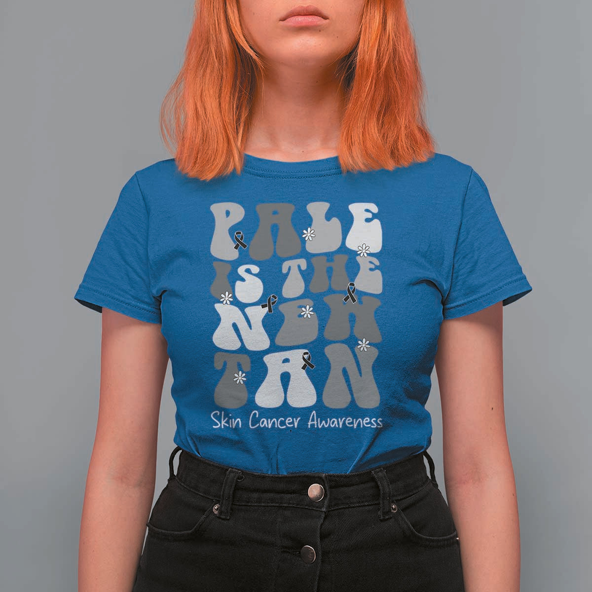 Skin Cancer Warrior T Shirt For Women Pale Is The New Tan
