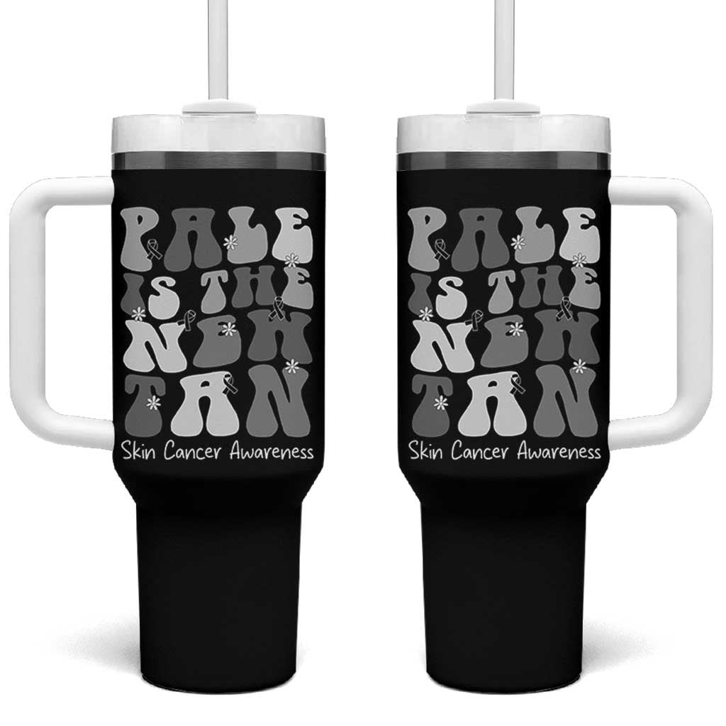 Skin Cancer Warrior Tumbler With Handle Pale Is The New Tan