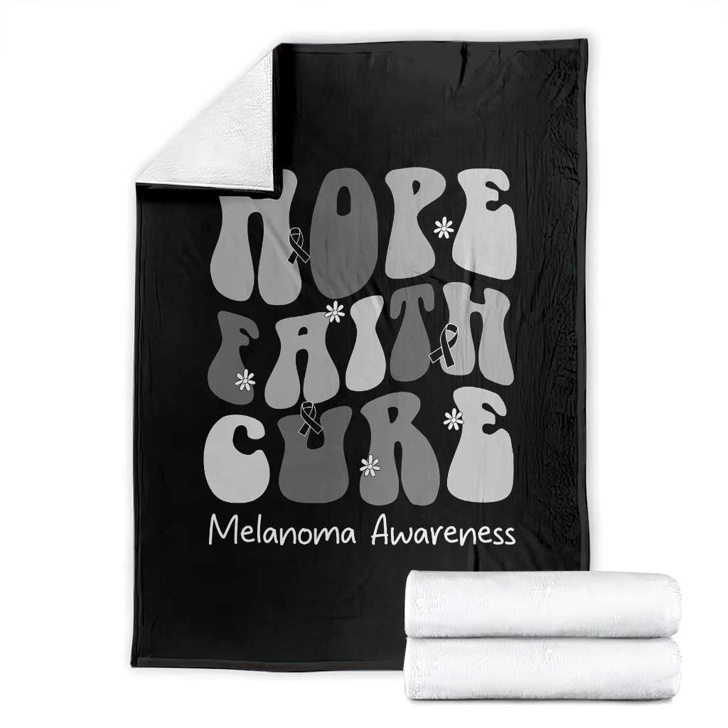 Faith Hope Cure Melanoma Awareness Throw Blanket Skin Cancer Fighter