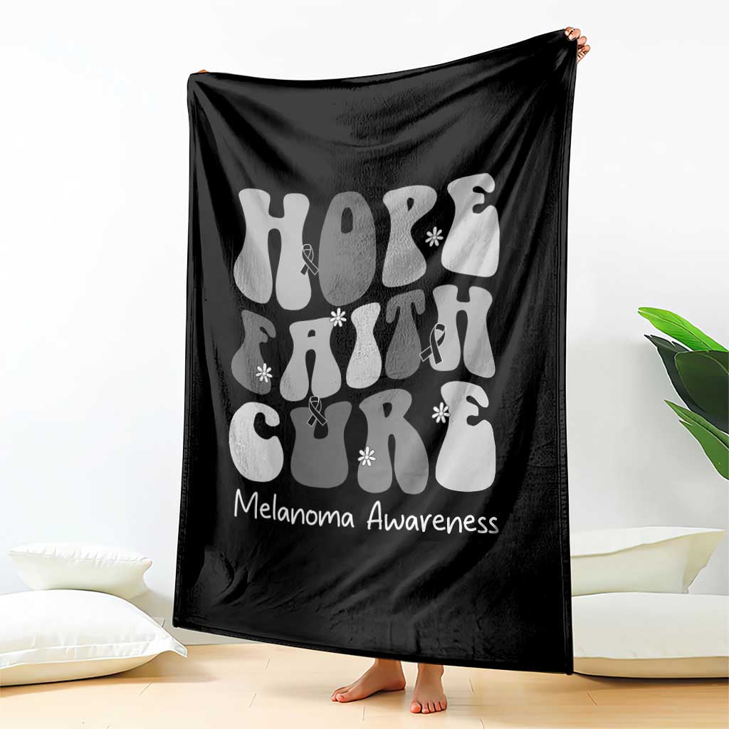 Faith Hope Cure Melanoma Awareness Throw Blanket Skin Cancer Fighter
