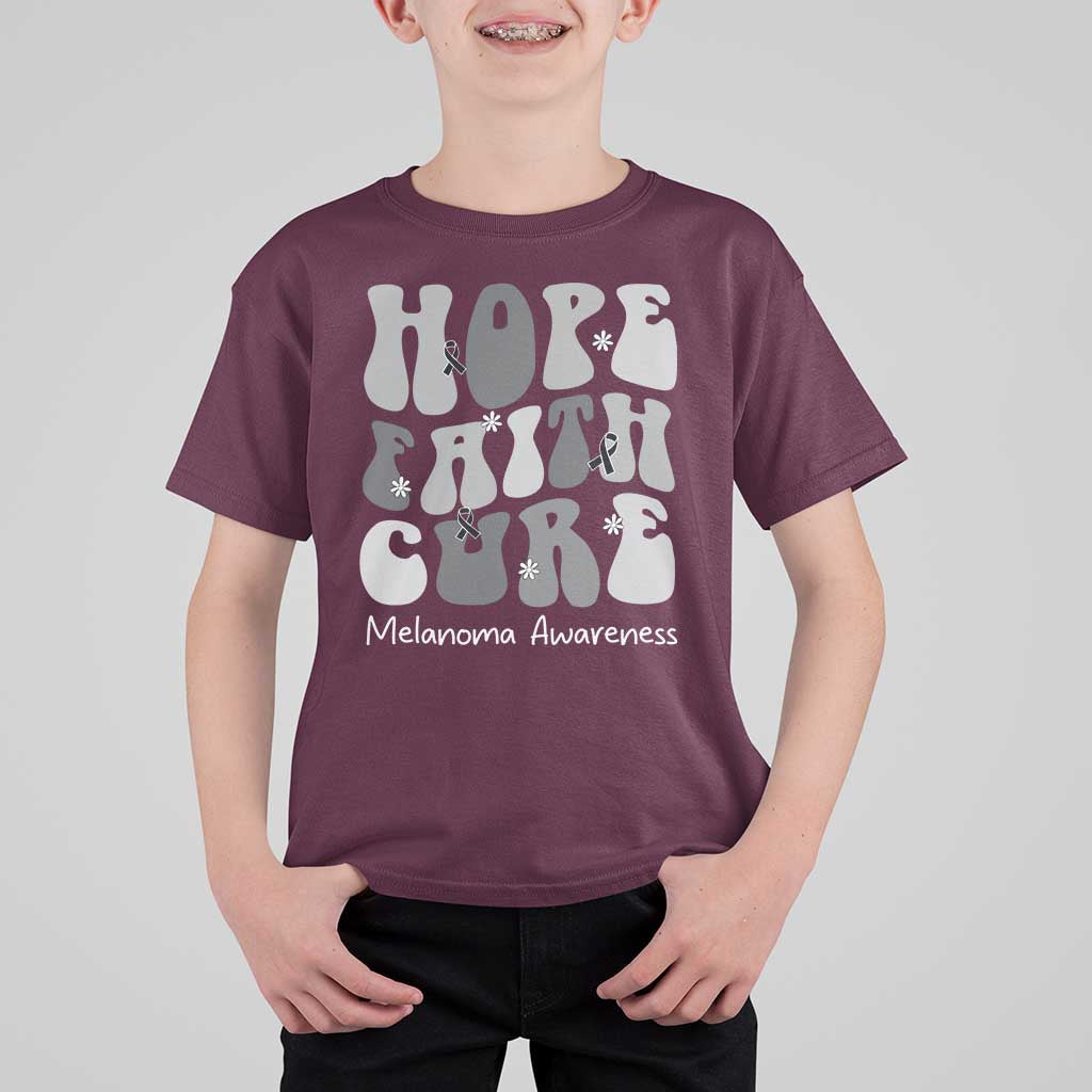 Faith Hope Cure Melanoma Awareness T Shirt For Kid Skin Cancer Fighter