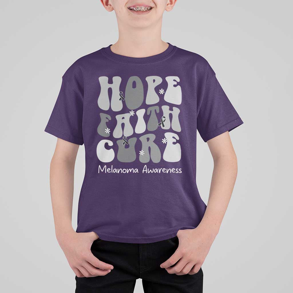 Faith Hope Cure Melanoma Awareness T Shirt For Kid Skin Cancer Fighter