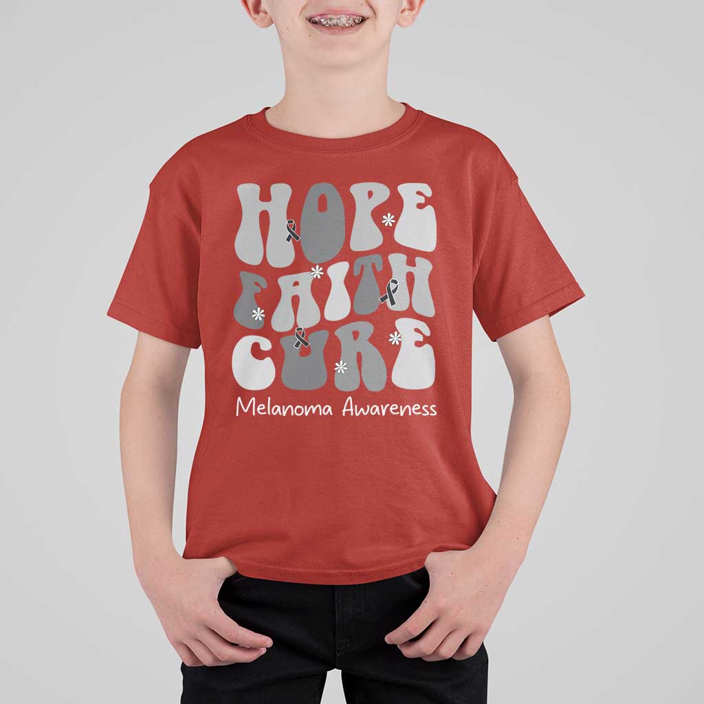Faith Hope Cure Melanoma Awareness T Shirt For Kid Skin Cancer Fighter