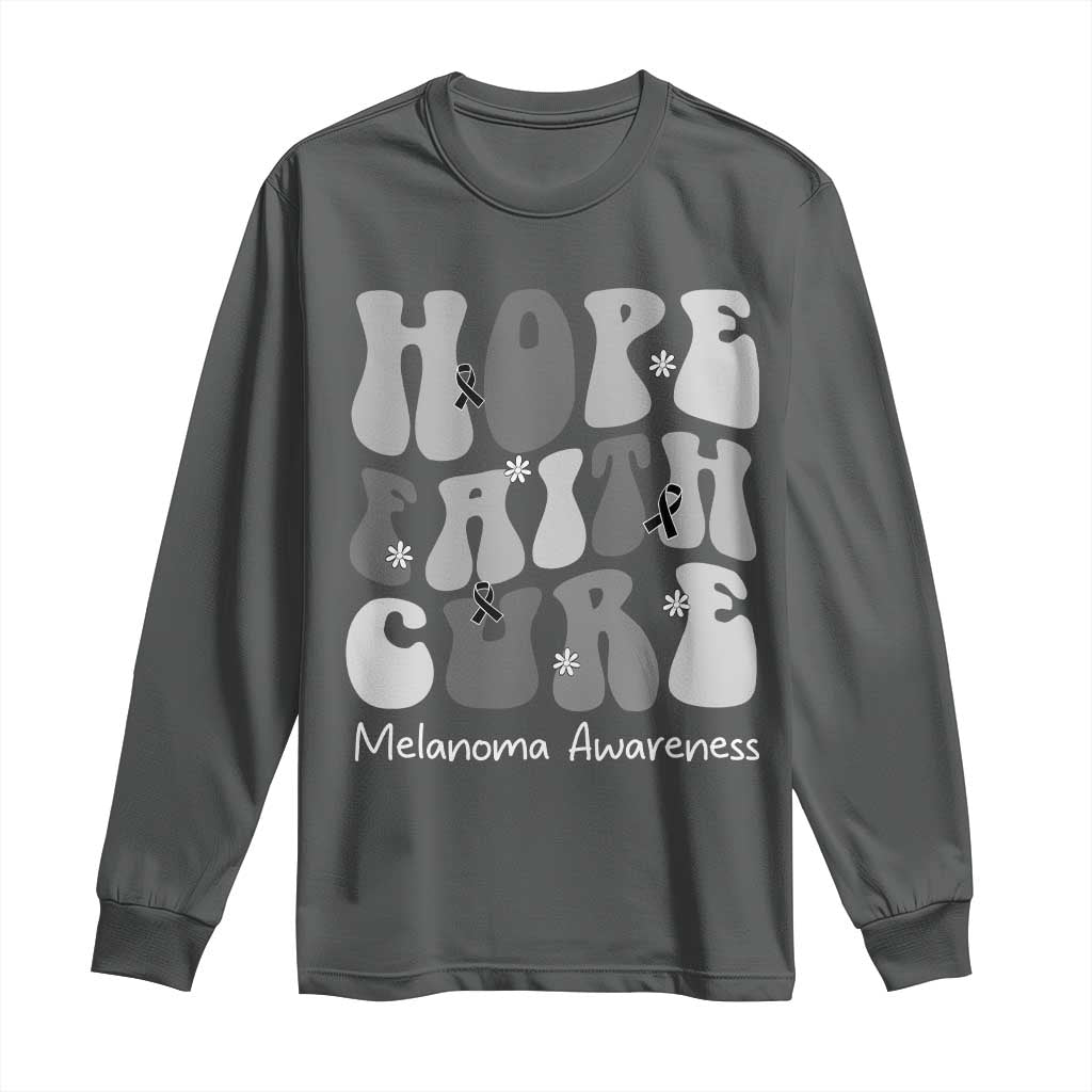 Faith Hope Cure Melanoma Awareness Long Sleeve Shirt Skin Cancer Fighter
