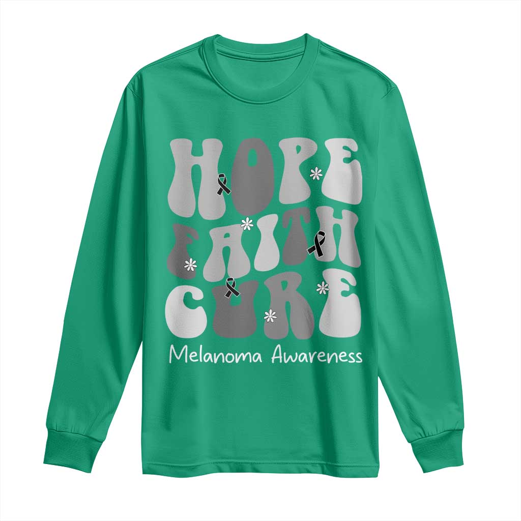 Faith Hope Cure Melanoma Awareness Long Sleeve Shirt Skin Cancer Fighter