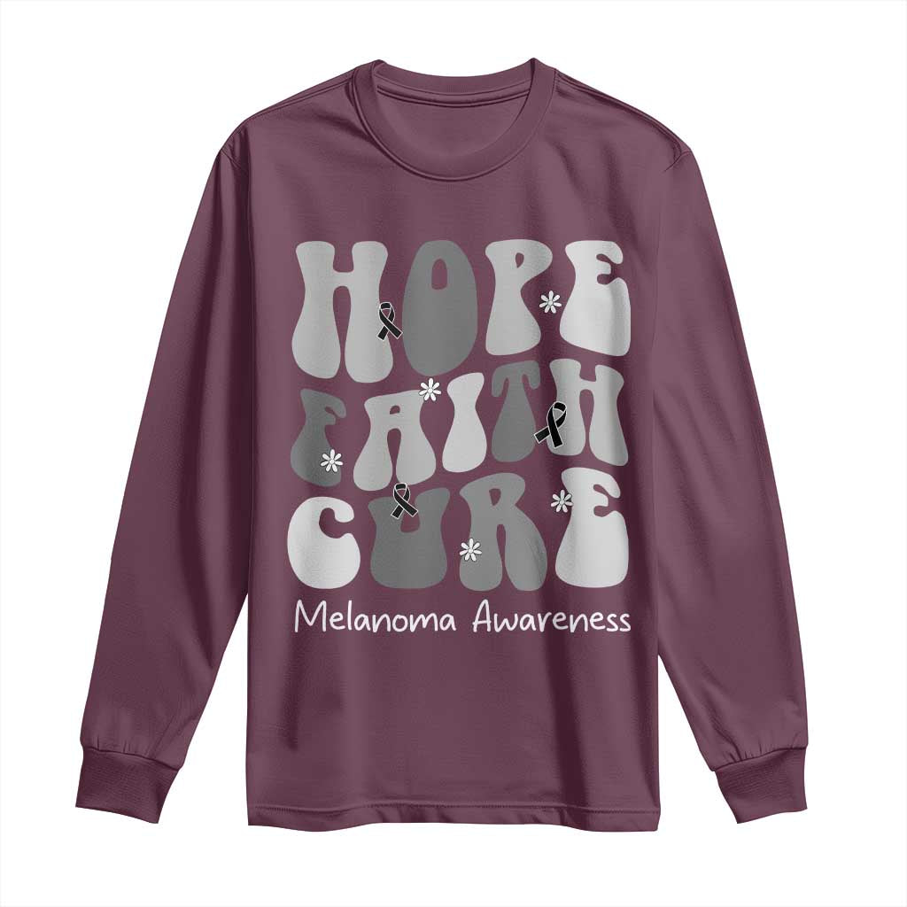Faith Hope Cure Melanoma Awareness Long Sleeve Shirt Skin Cancer Fighter