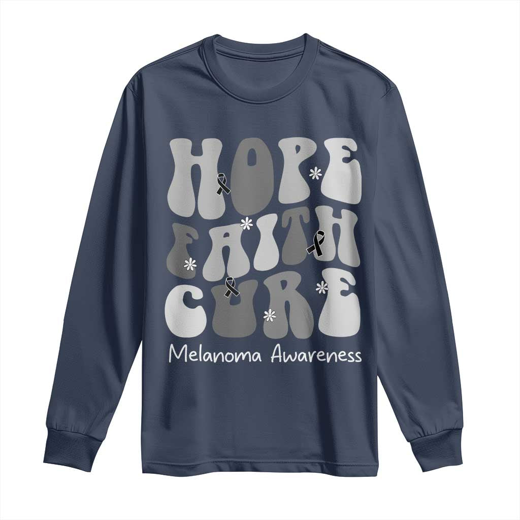 Faith Hope Cure Melanoma Awareness Long Sleeve Shirt Skin Cancer Fighter