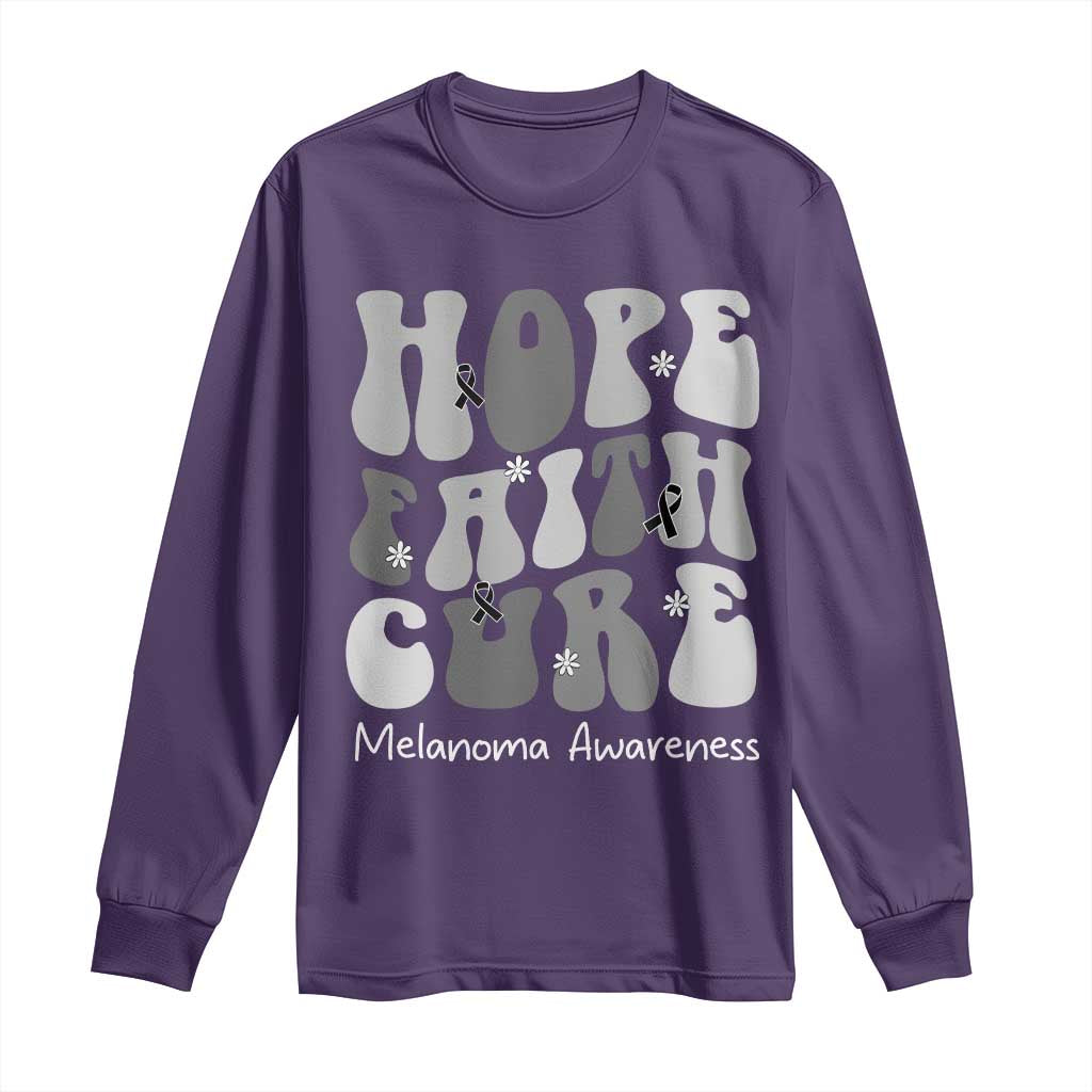 Faith Hope Cure Melanoma Awareness Long Sleeve Shirt Skin Cancer Fighter