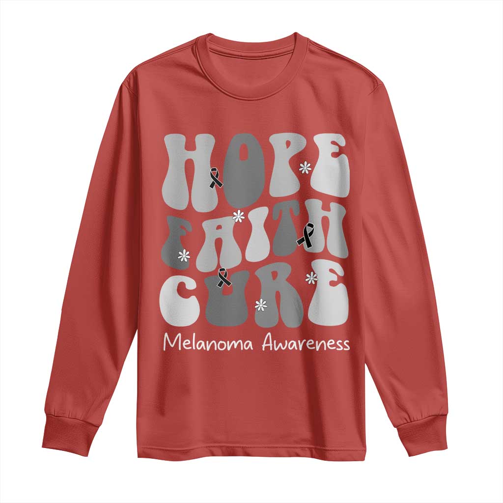 Faith Hope Cure Melanoma Awareness Long Sleeve Shirt Skin Cancer Fighter