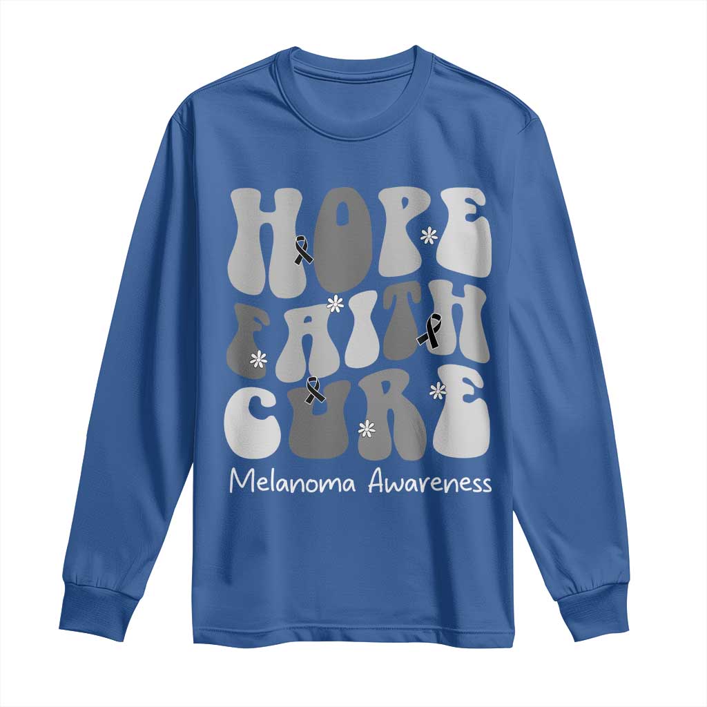 Faith Hope Cure Melanoma Awareness Long Sleeve Shirt Skin Cancer Fighter