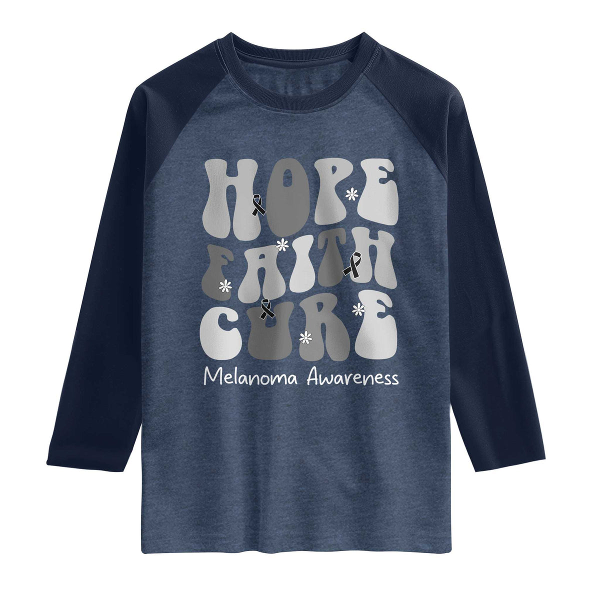 Faith Hope Cure Melanoma Awareness Raglan Shirt Skin Cancer Fighter