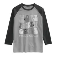 Faith Hope Cure Melanoma Awareness Raglan Shirt Skin Cancer Fighter