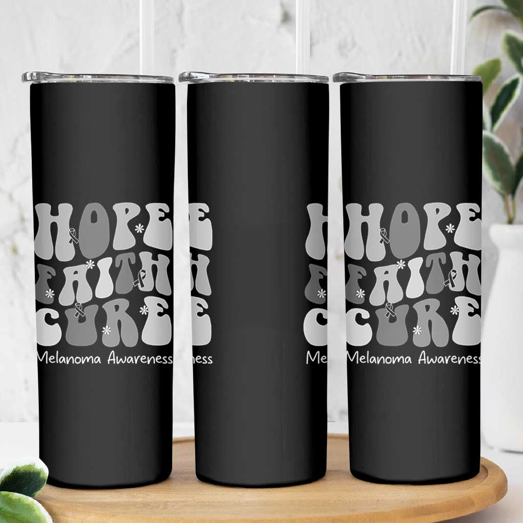 Faith Hope Cure Melanoma Awareness Skinny Tumbler Skin Cancer Fighter
