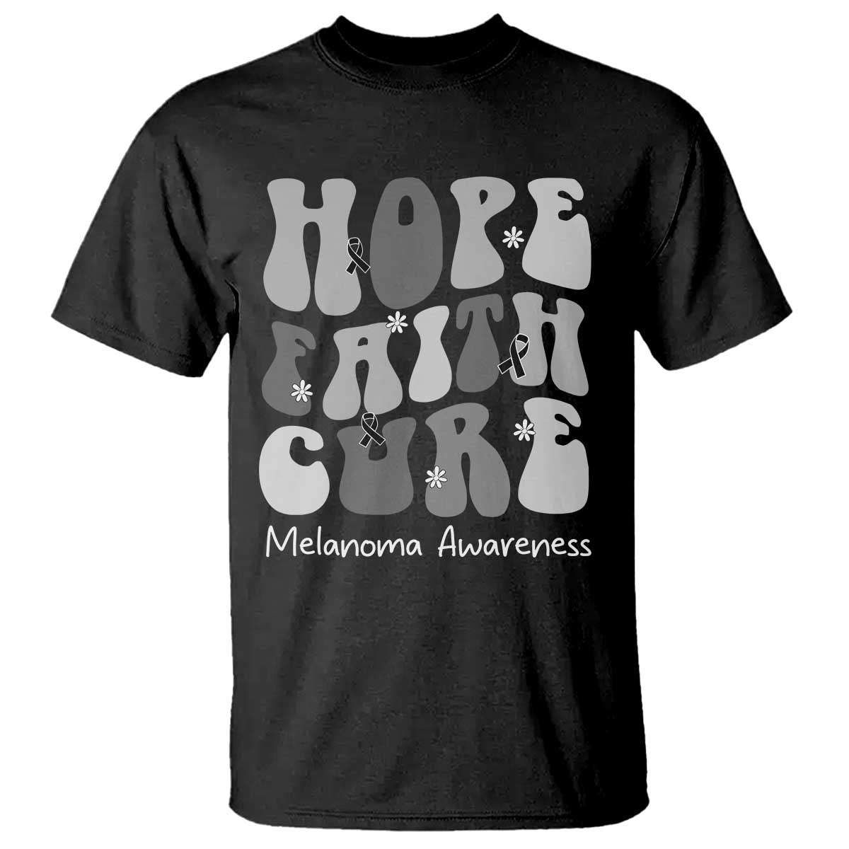 Faith Hope Cure Melanoma Awareness T Shirt Skin Cancer Fighter