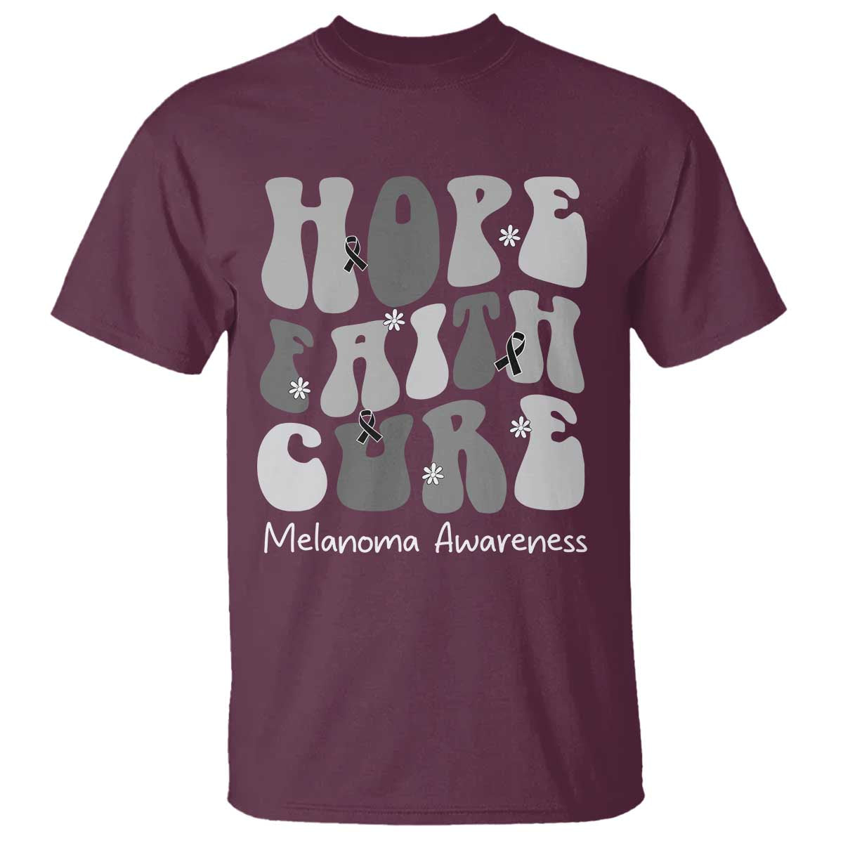 Faith Hope Cure Melanoma Awareness T Shirt Skin Cancer Fighter