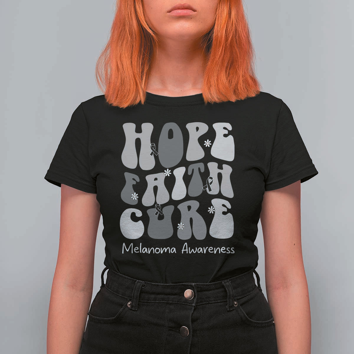 Faith Hope Cure Melanoma Awareness T Shirt For Women Skin Cancer Fighter