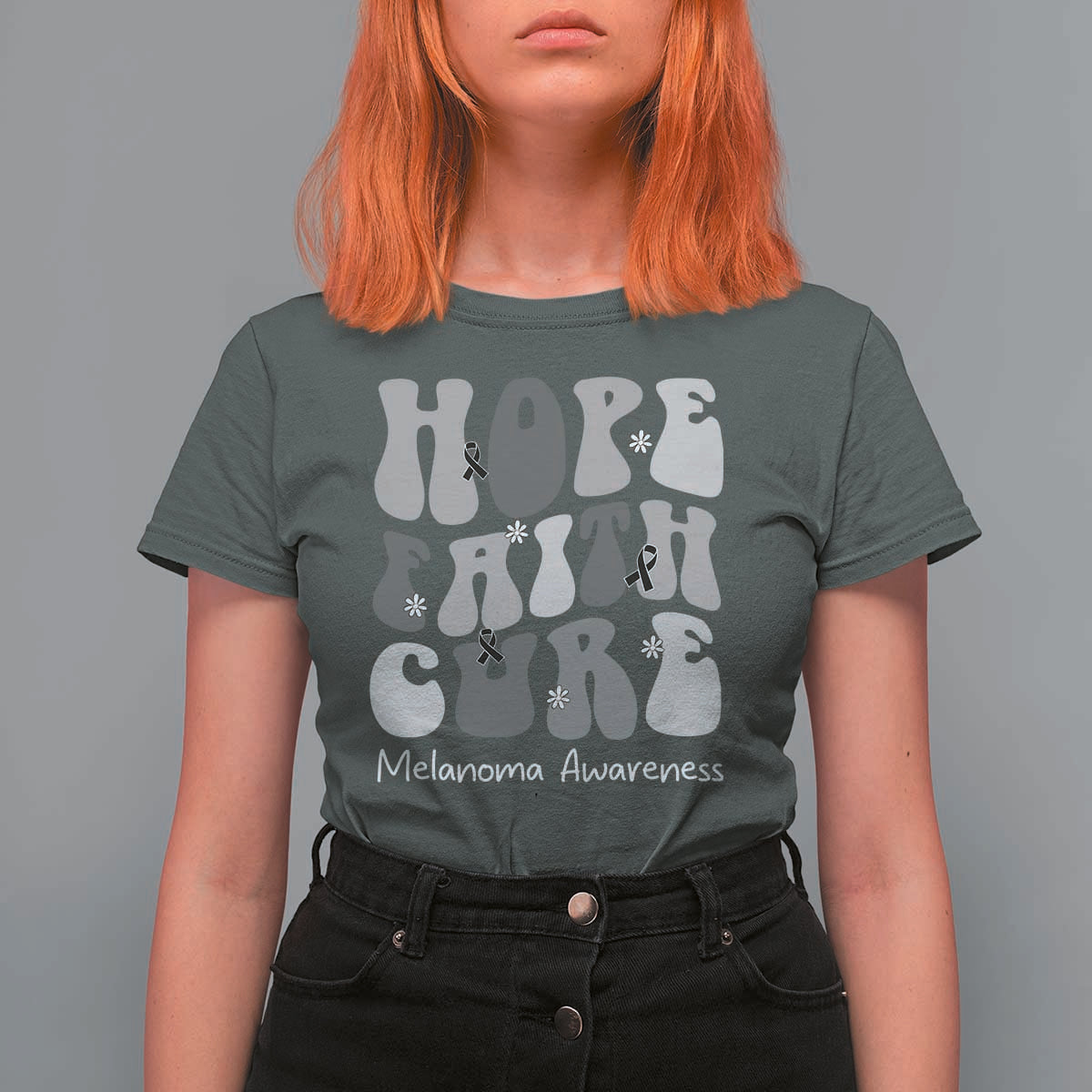 Faith Hope Cure Melanoma Awareness T Shirt For Women Skin Cancer Fighter