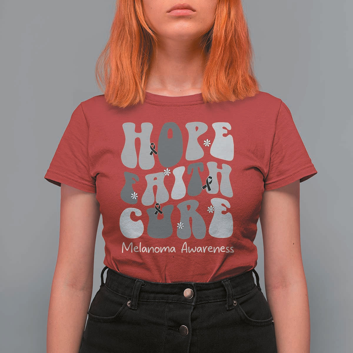 Faith Hope Cure Melanoma Awareness T Shirt For Women Skin Cancer Fighter