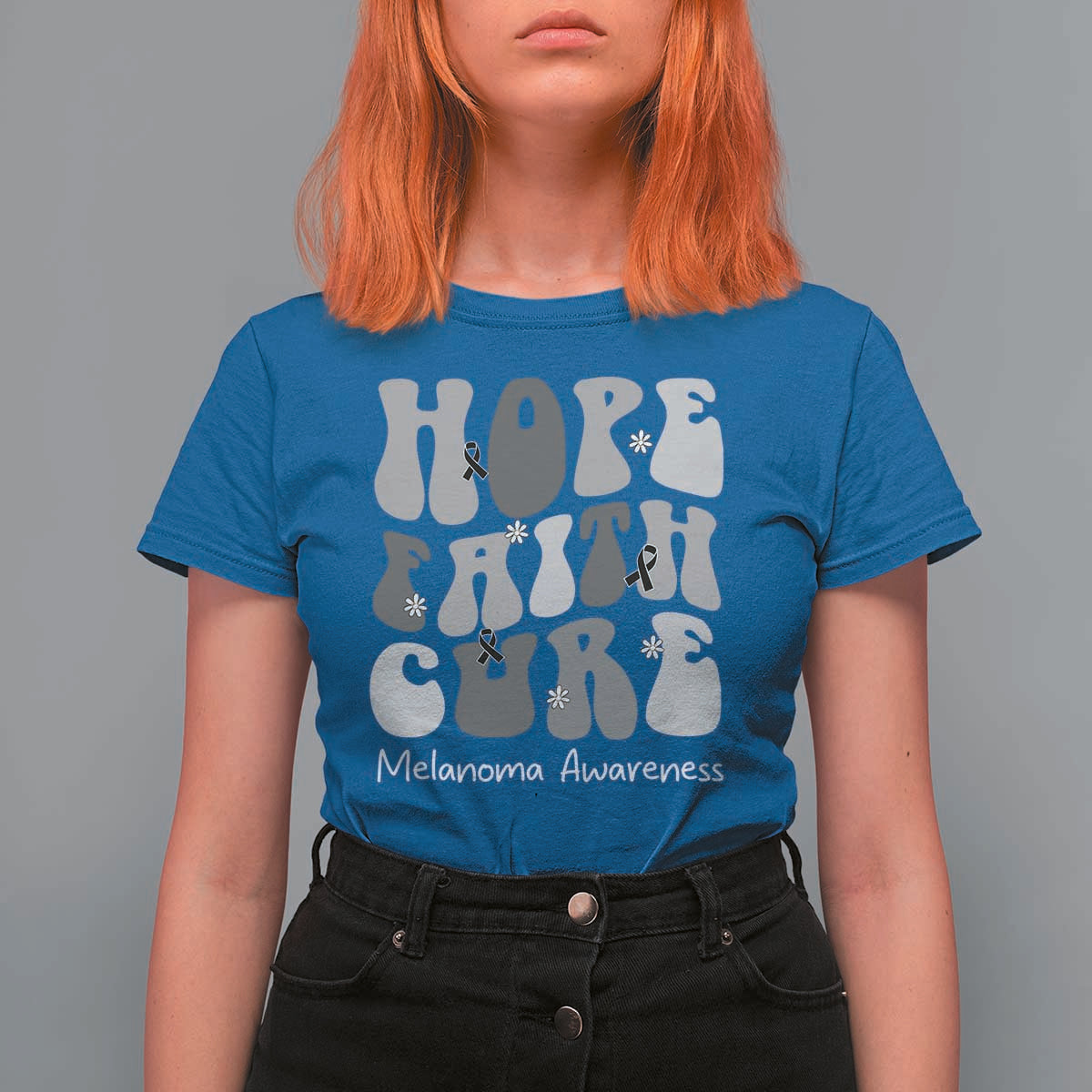 Faith Hope Cure Melanoma Awareness T Shirt For Women Skin Cancer Fighter