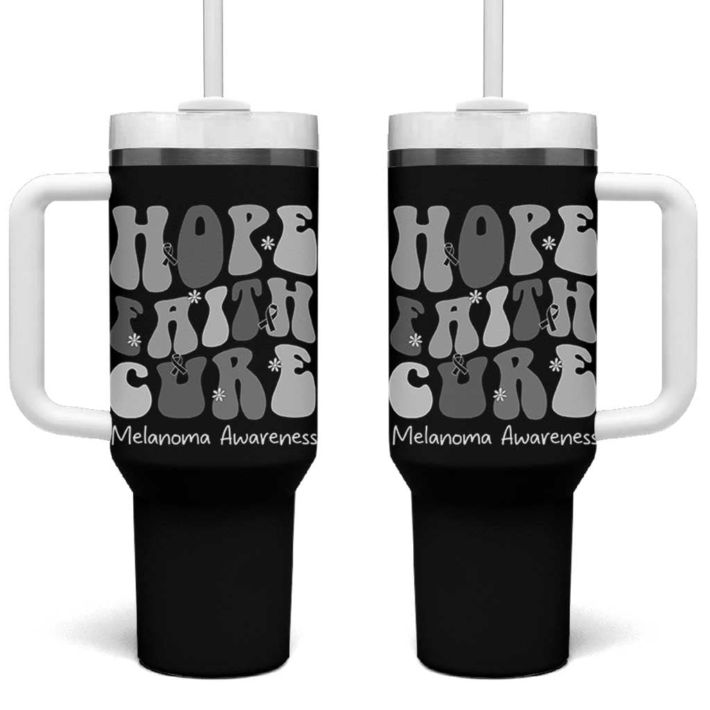 Faith Hope Cure Melanoma Awareness Tumbler With Handle Skin Cancer Fighter