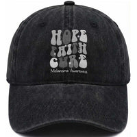 Faith Hope Cure Melanoma Awareness Washed Cotton Baseball Cap Skin Cancer Fighter