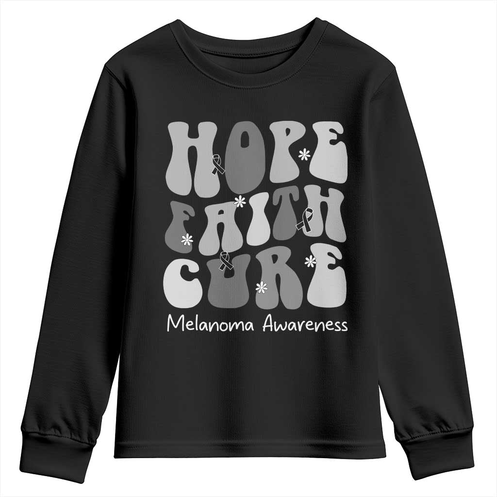 Faith Hope Cure Melanoma Awareness Youth Sweatshirt Skin Cancer Fighter