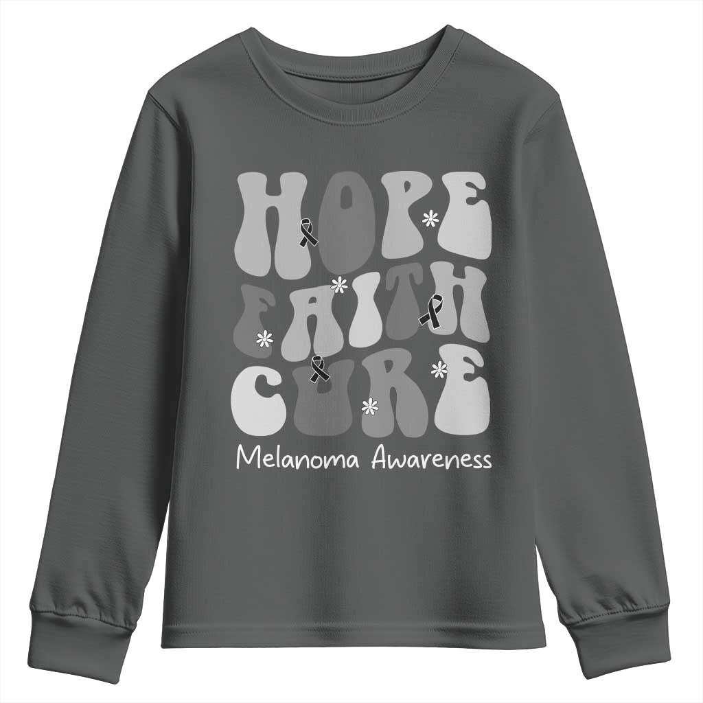 Faith Hope Cure Melanoma Awareness Youth Sweatshirt Skin Cancer Fighter