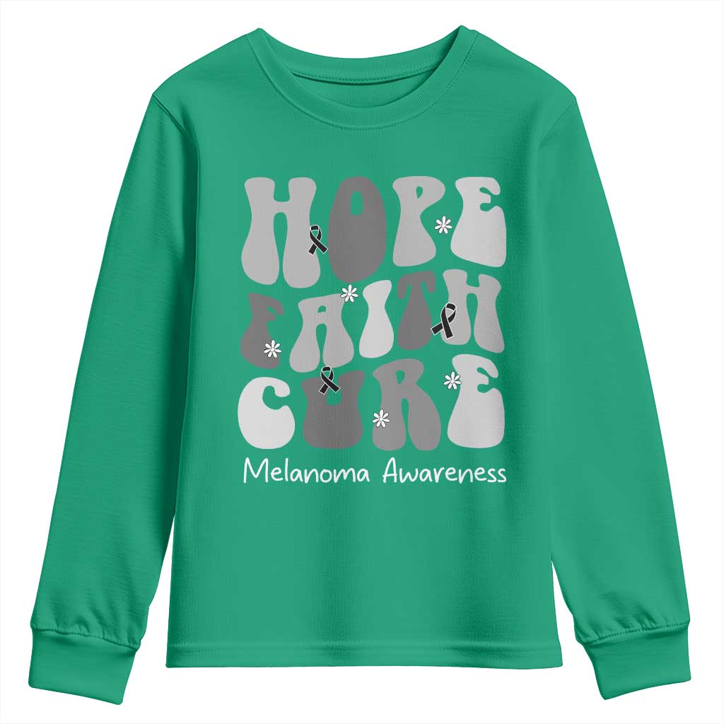 Faith Hope Cure Melanoma Awareness Youth Sweatshirt Skin Cancer Fighter