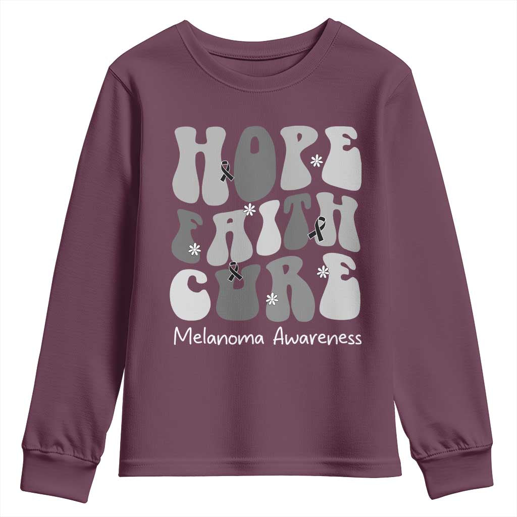 Faith Hope Cure Melanoma Awareness Youth Sweatshirt Skin Cancer Fighter