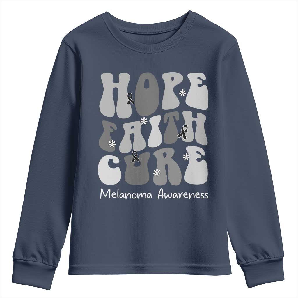 Faith Hope Cure Melanoma Awareness Youth Sweatshirt Skin Cancer Fighter