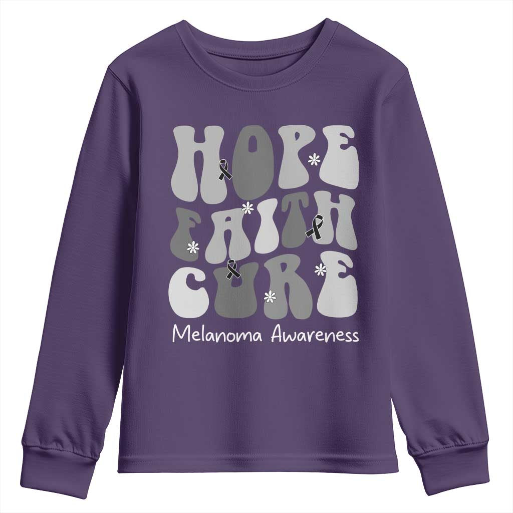 Faith Hope Cure Melanoma Awareness Youth Sweatshirt Skin Cancer Fighter