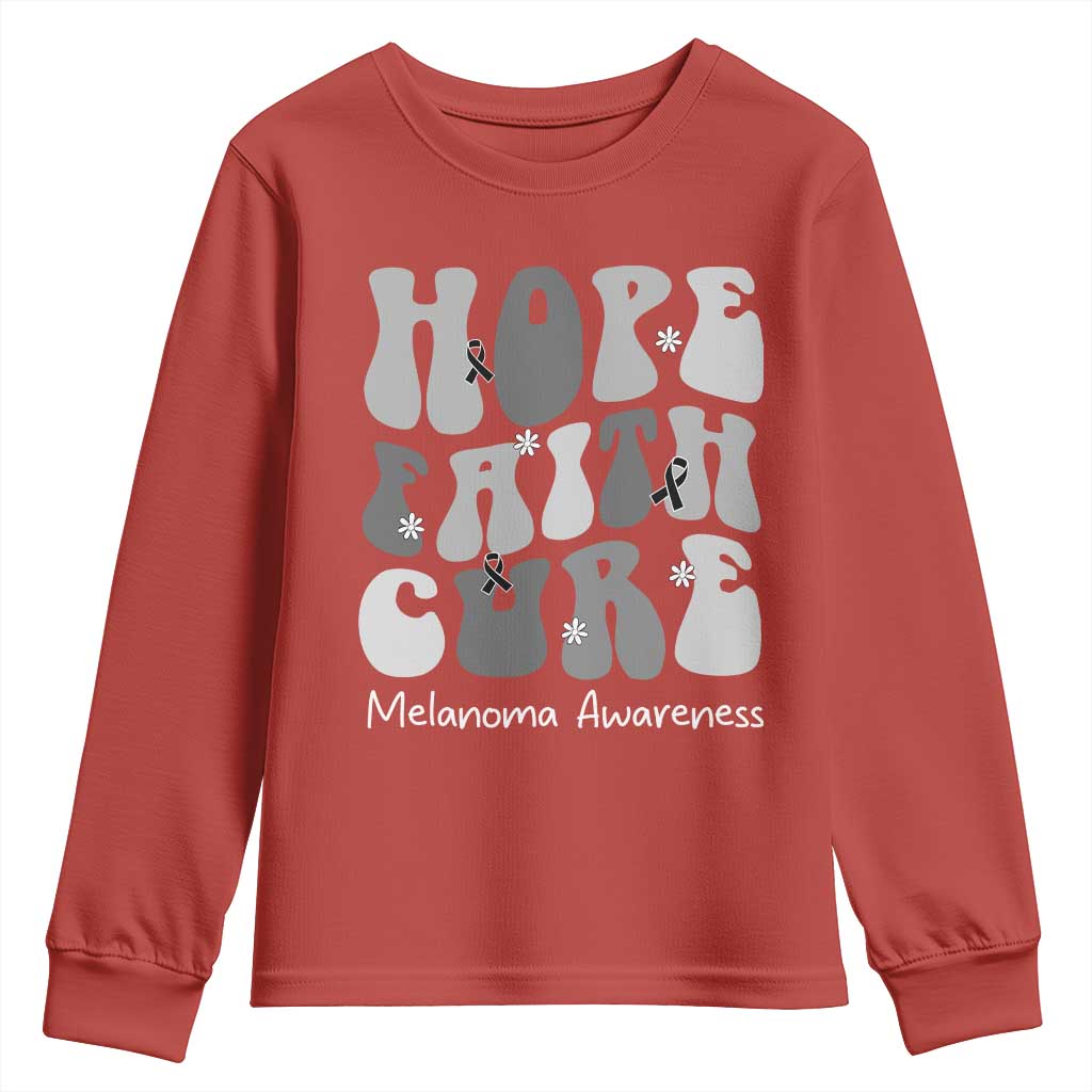 Faith Hope Cure Melanoma Awareness Youth Sweatshirt Skin Cancer Fighter