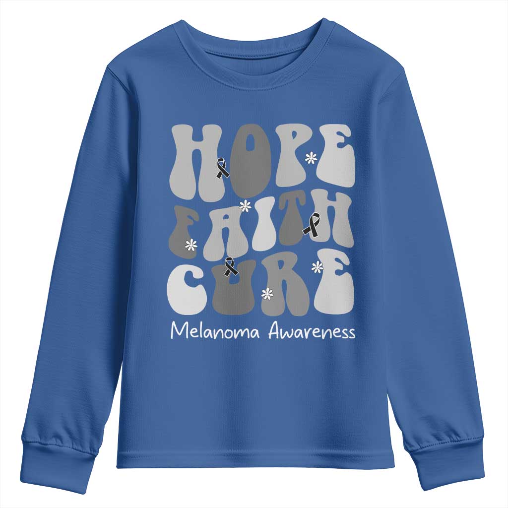 Faith Hope Cure Melanoma Awareness Youth Sweatshirt Skin Cancer Fighter