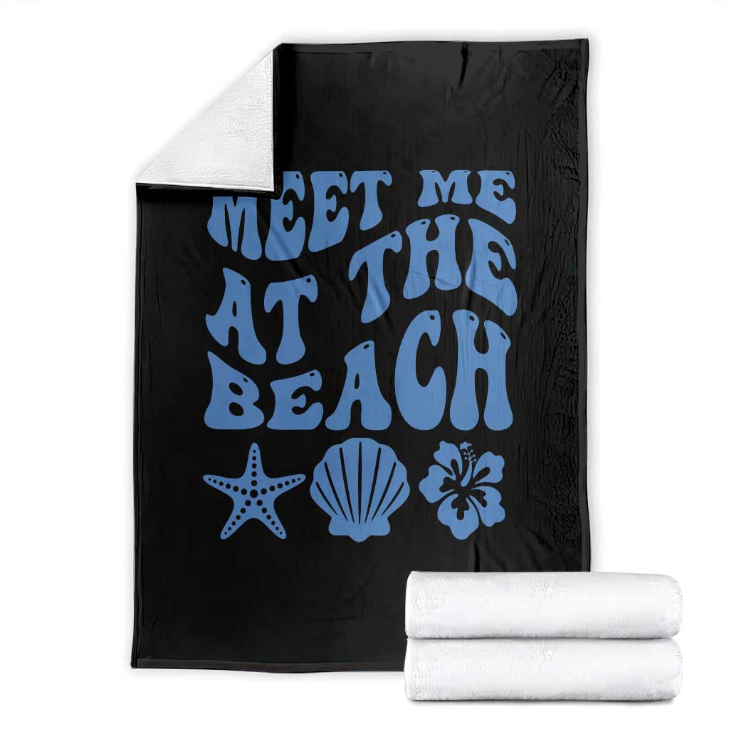 Meet Me At The Beach Throw Blanket Tropical Summer Vacation Graphic