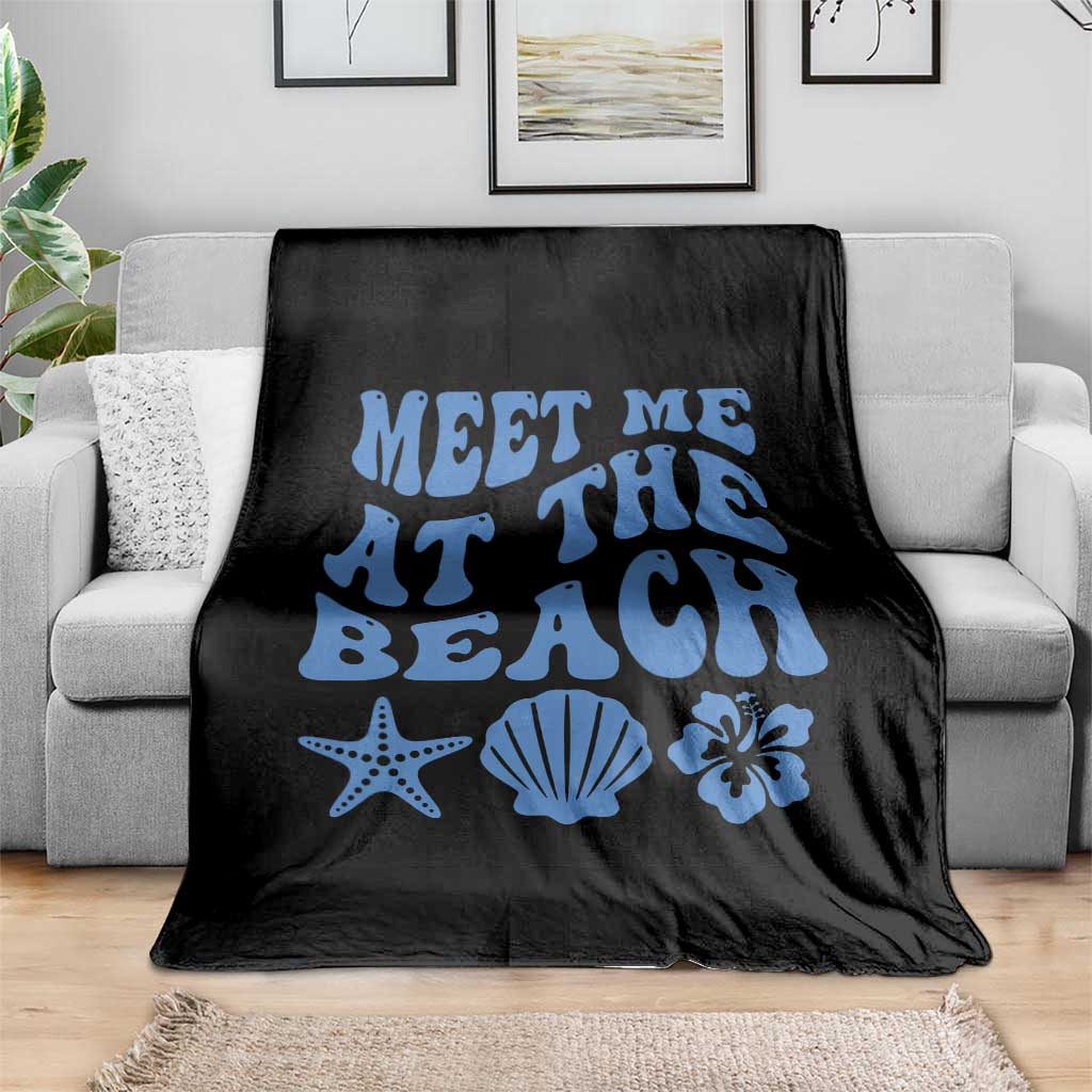 Meet Me At The Beach Throw Blanket Tropical Summer Vacation Graphic