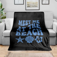 Meet Me At The Beach Throw Blanket Tropical Summer Vacation Graphic