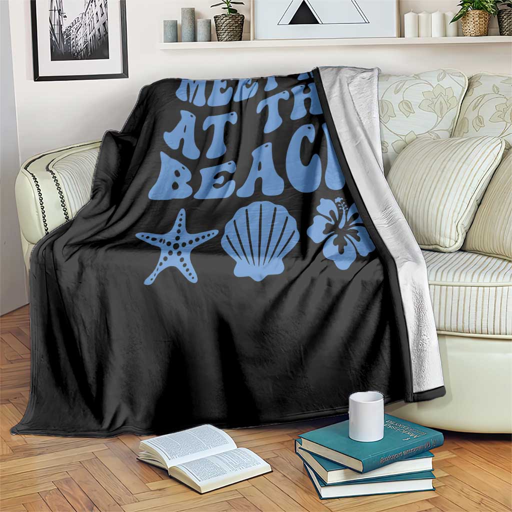 Meet Me At The Beach Throw Blanket Tropical Summer Vacation Graphic