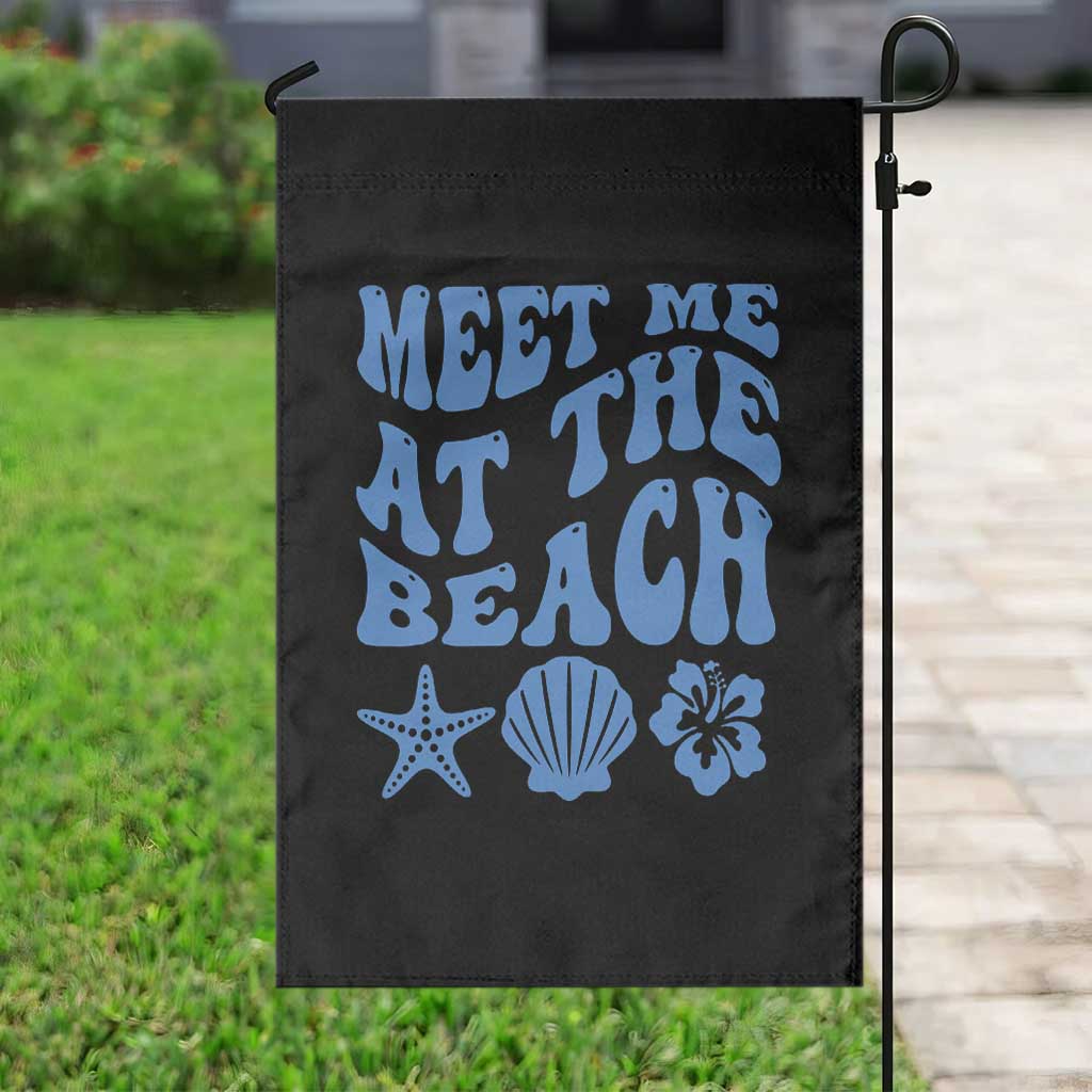 Meet Me At The Beach Garden Flag Tropical Summer Vacation Graphic