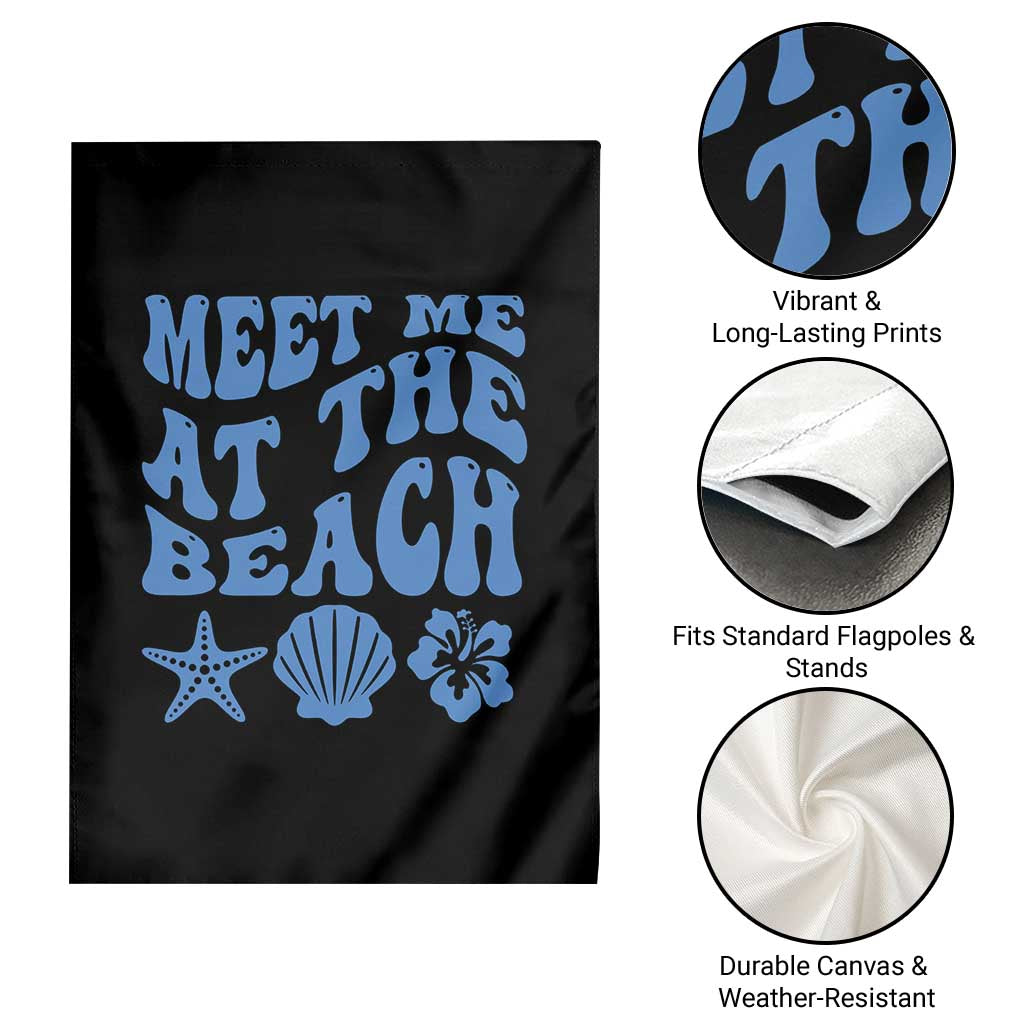 Meet Me At The Beach Garden Flag Tropical Summer Vacation Graphic