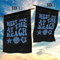 Meet Me At The Beach Garden Flag Tropical Summer Vacation Graphic