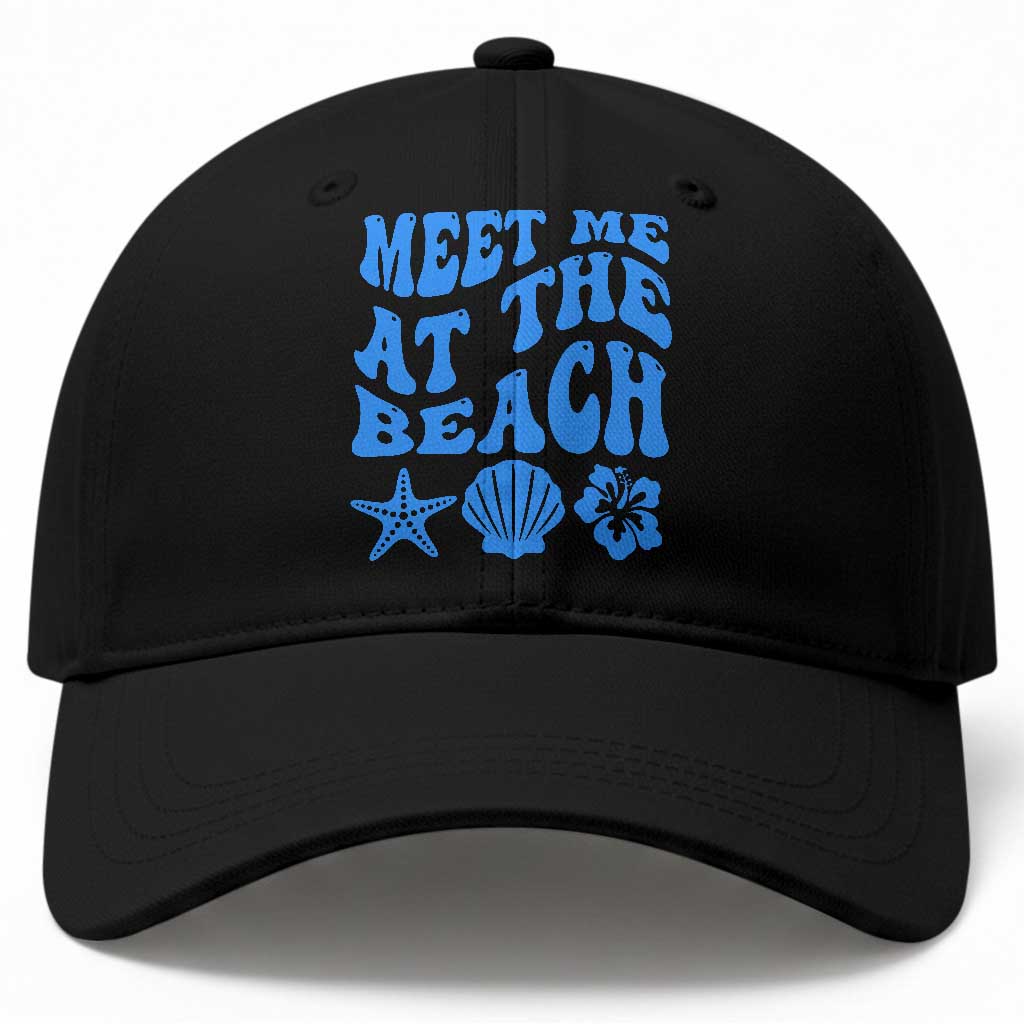 Meet Me At The Beach Baseball Cap Tropical Summer Vacation Graphic