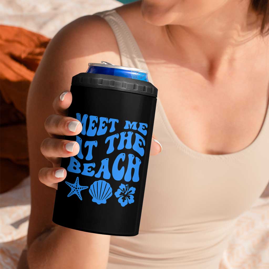 Meet Me At The Beach 4 in 1 Can Cooler Tumbler Tropical Summer Vacation Graphic