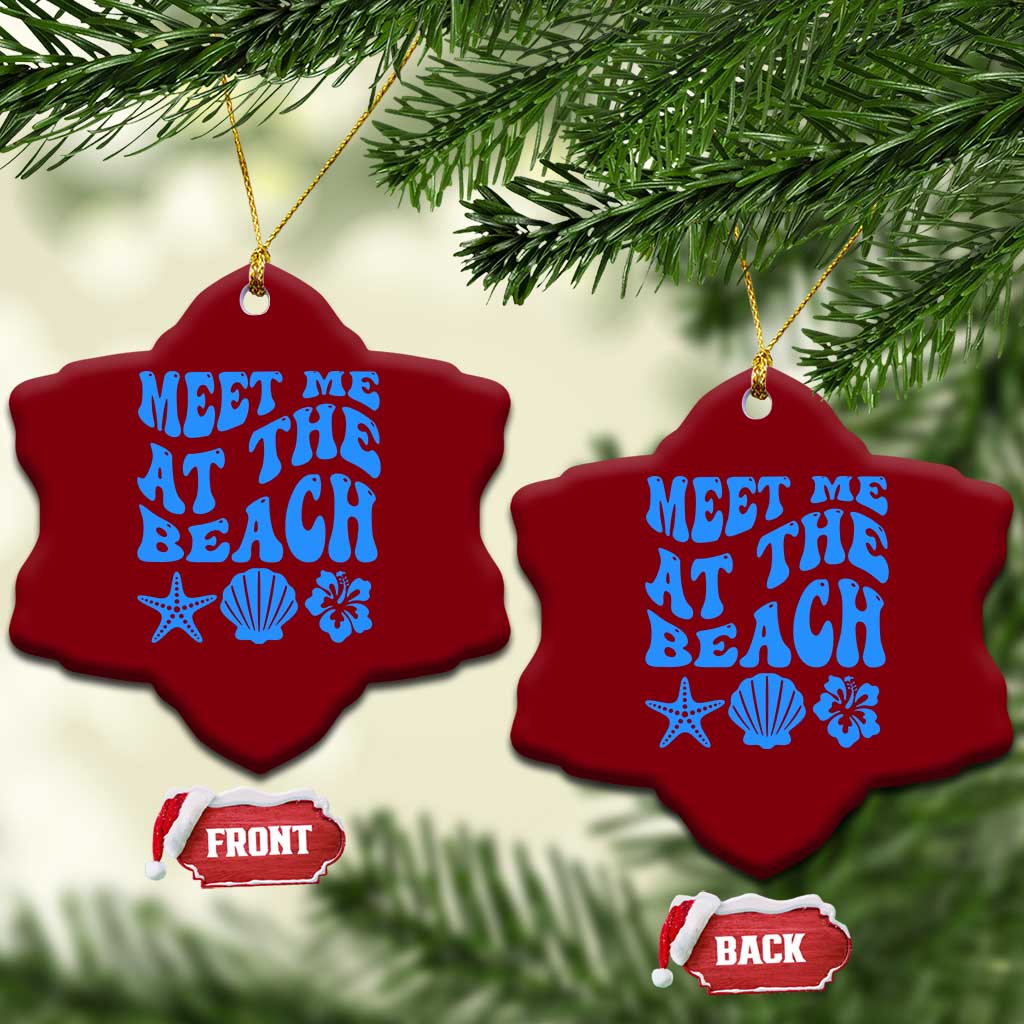 Meet Me At The Beach Ceramic Ornament Tropical Summer Vacation Graphic