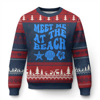 Meet Me At The Beach Ugly Christmas Sweater Tropical Summer Vacation Graphic