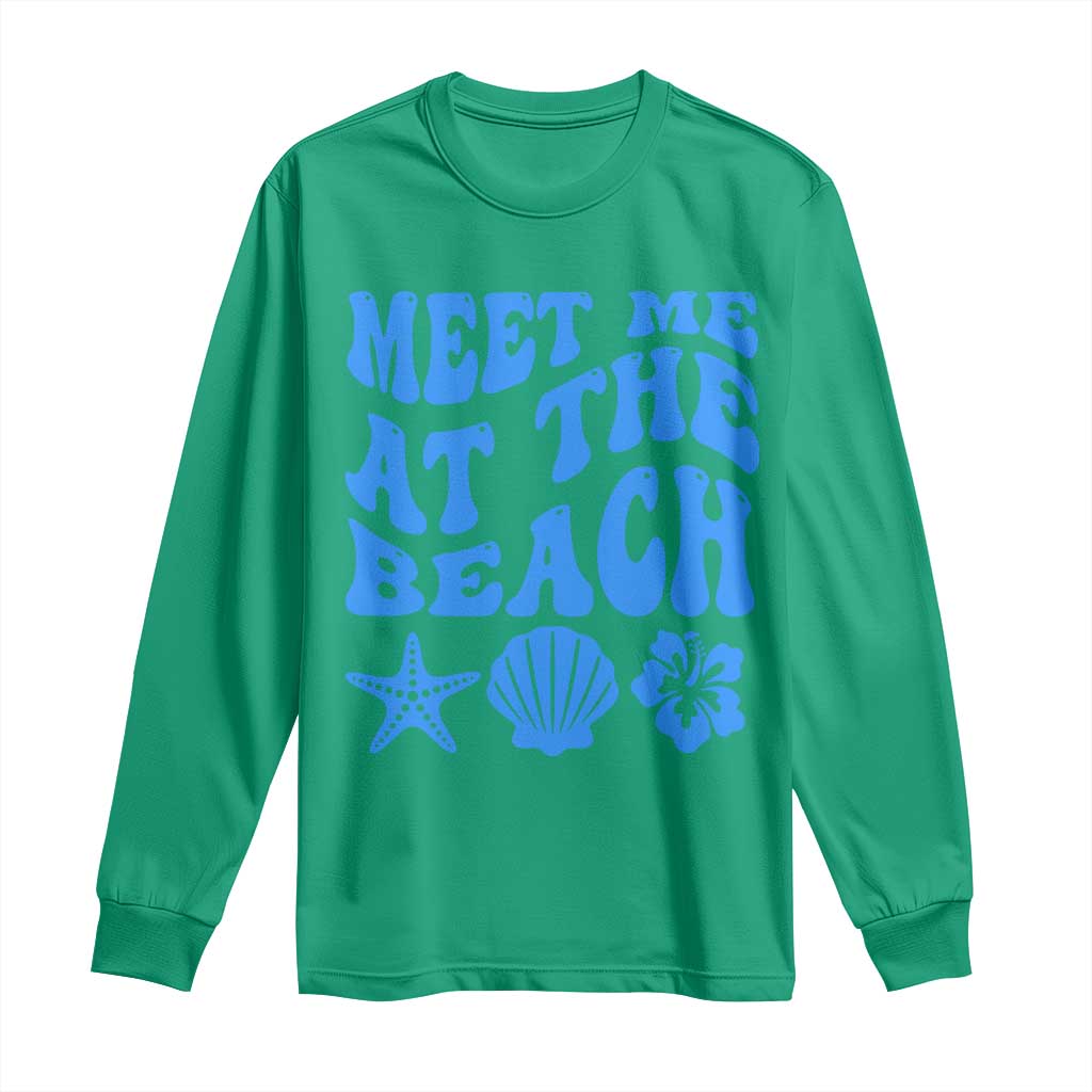 Meet Me At The Beach Long Sleeve Shirt Tropical Summer Vacation Graphic
