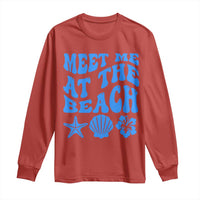 Meet Me At The Beach Long Sleeve Shirt Tropical Summer Vacation Graphic