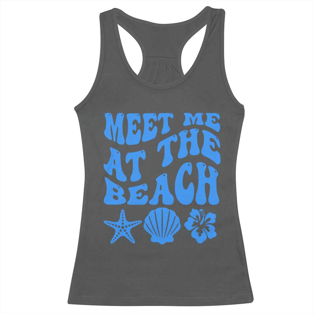 Meet Me At The Beach Racerback Tank Top Tropical Summer Vacation Graphic