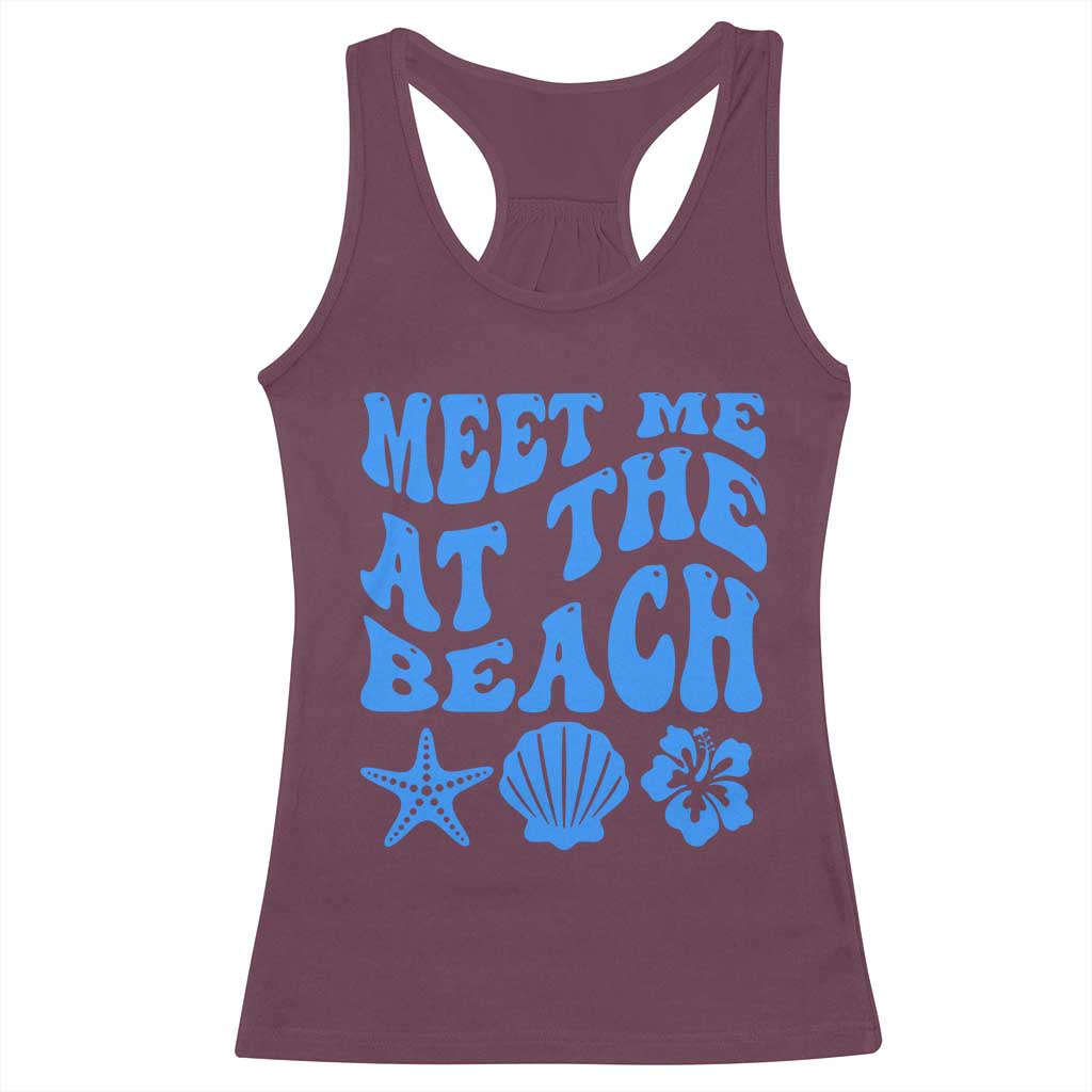 Meet Me At The Beach Racerback Tank Top Tropical Summer Vacation Graphic